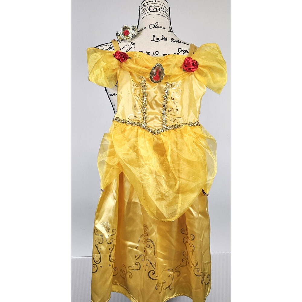 Disney Belle Princess Dress Size 4-6X Golden‎ Dress with Bracelet